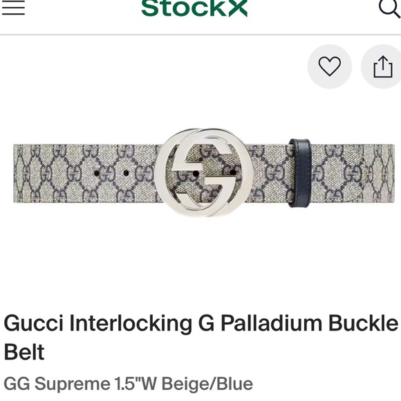 Gucci Beige and Blue GG Supreme Belt with Silver Buckle Size 90 / 36 - Picture 1 of 4